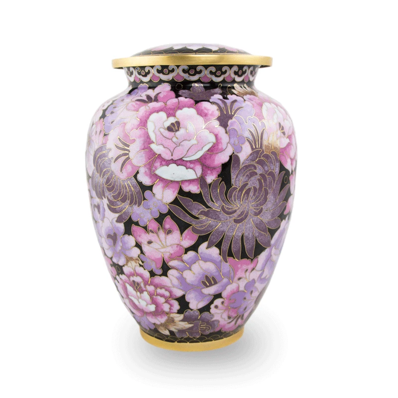 Max. Wt. Up to 210 lbs. Pink and Black Cloisonné Cremation Urn