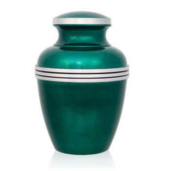 Max. Wt. Up to 200 lbs. Dark Green Banded Cremation Urn